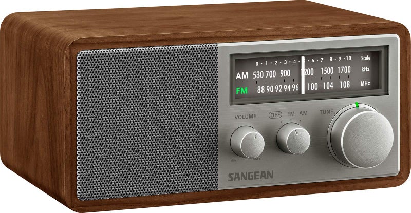 SANGEAN جهاز استقبال سونجيان SG-116 AM/FM التناظري بخزانة خشبية، جوزي-فضي - Image 2